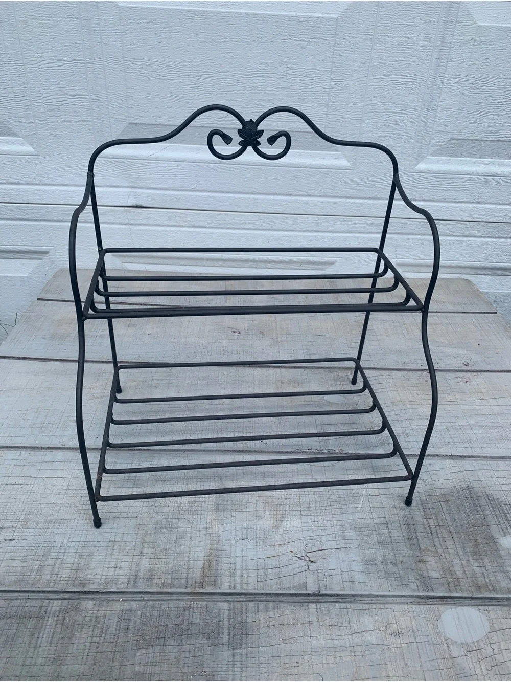 Longaberger Foundry Wrought Iron Kitchen Counter 2 Tier Utility Shelf Rack 15